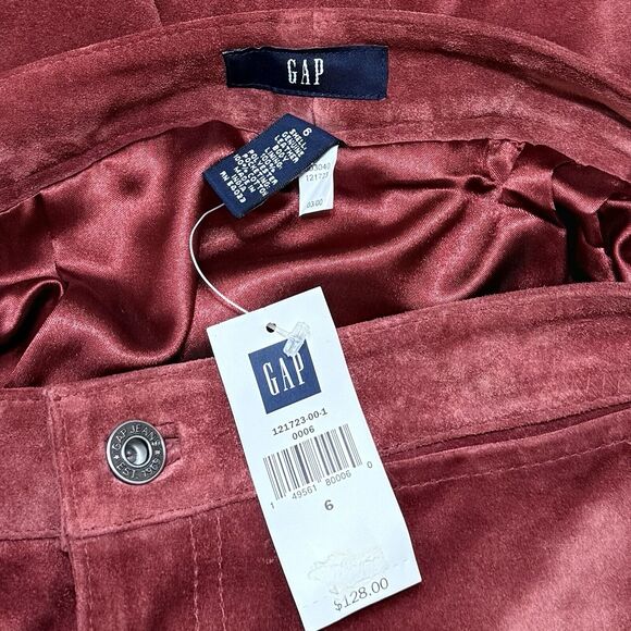 Vintage Y2K Gap Skirt Women's 6 Suede Leather Rust Brown Red Retro Deadstock - Picture 4 of 7